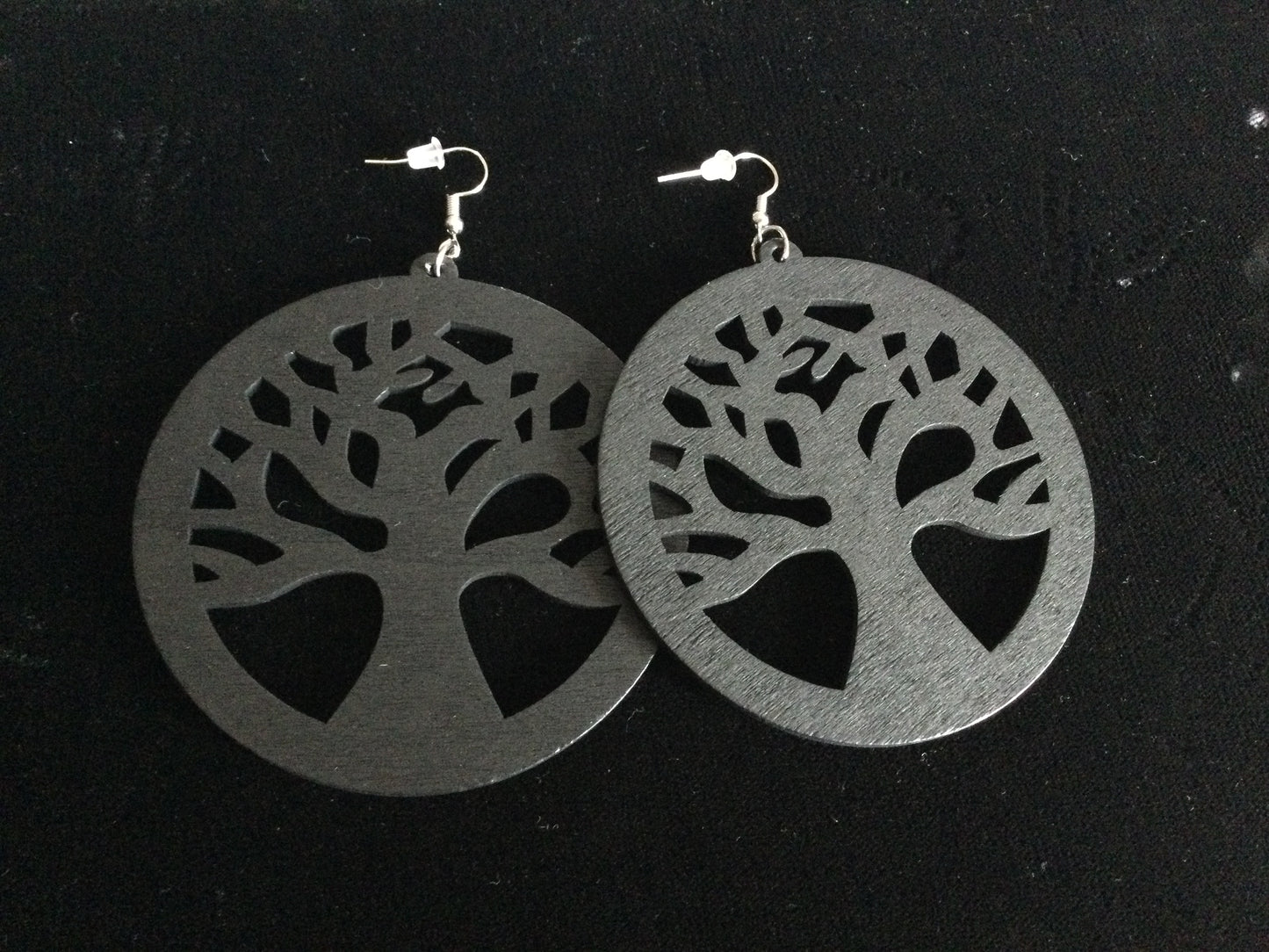 Tree of Life Round Wood Earrings
