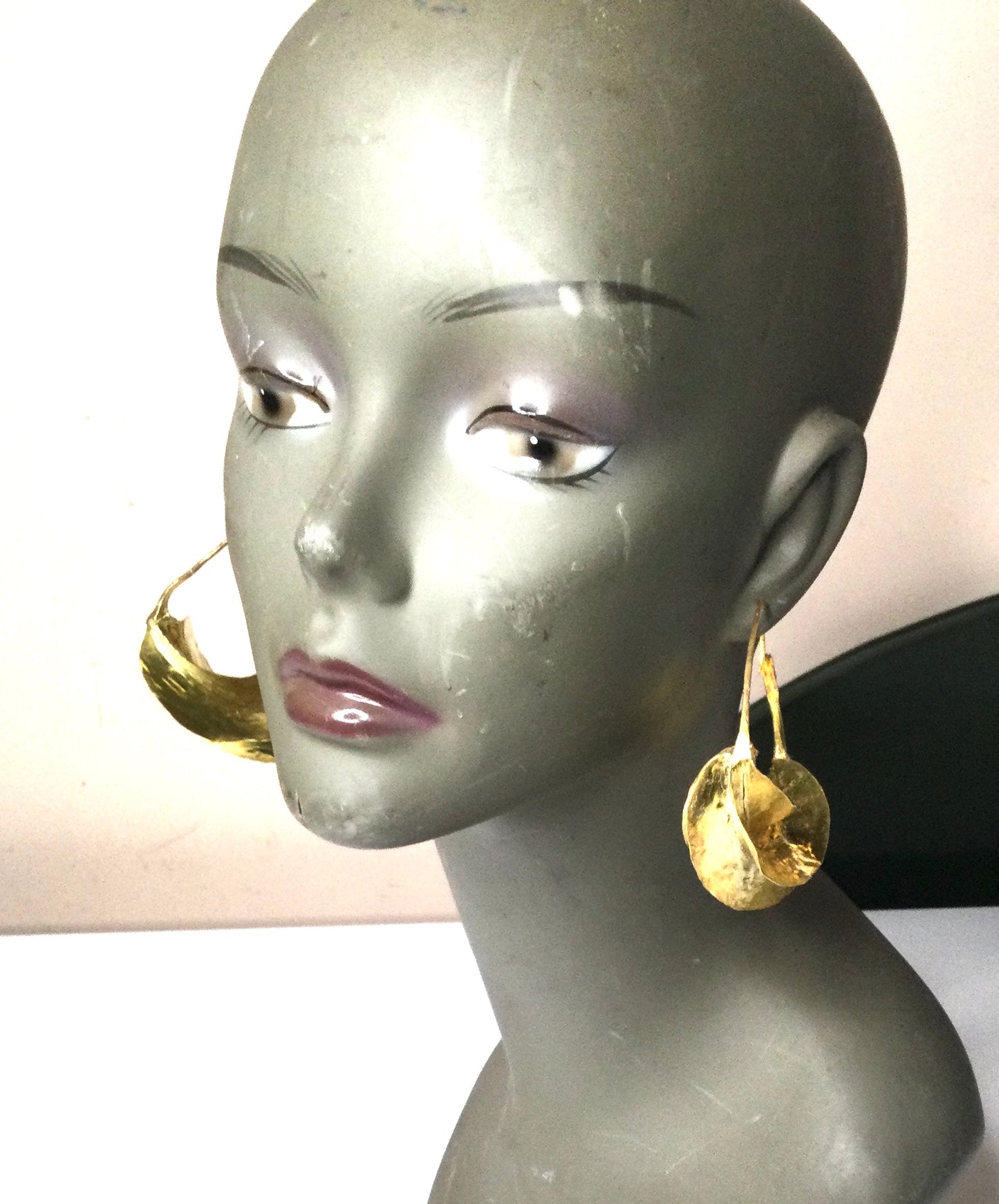 Medium Fulani brass hoop earrings (1 inch wide)