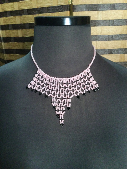 Small Soft pink beadwork Necklace