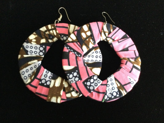 Round Pink Ankara Earrings