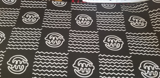Black and White Gye Nyame Fabric SAF09