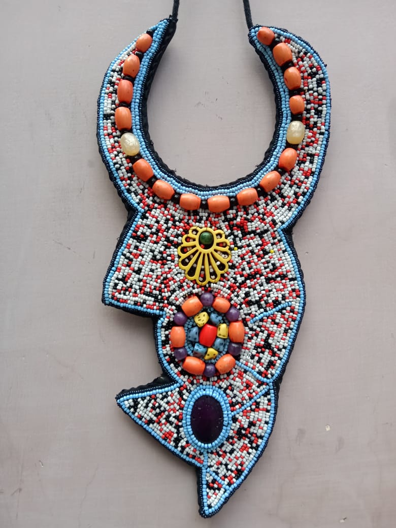 Beaded African map statement Necklace