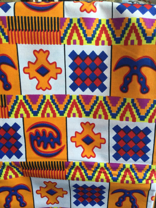 Adinkra motif kente print(Orange multi)